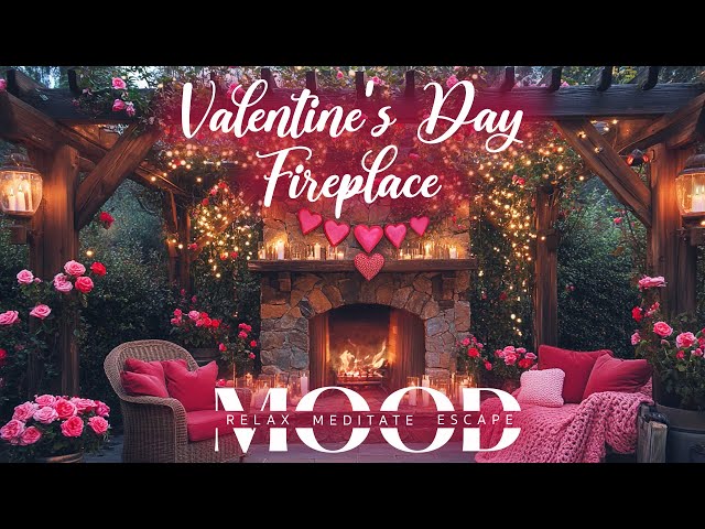 Valentine's Day Fireplace Ambience with Jazz Music | 10 Hours of Soothing Jazz and Fire ASMR