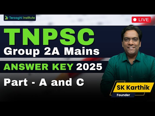 TNPSC Group 2A Mains Answer Key 2025 | General intelligence & Reasoning l Terzaghi Institute #tnpsc