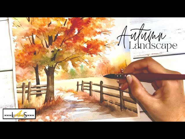 A Splash of Autumn: Watercolor Landscape to Inspire! Step-by-Step Instructional Tutorial!