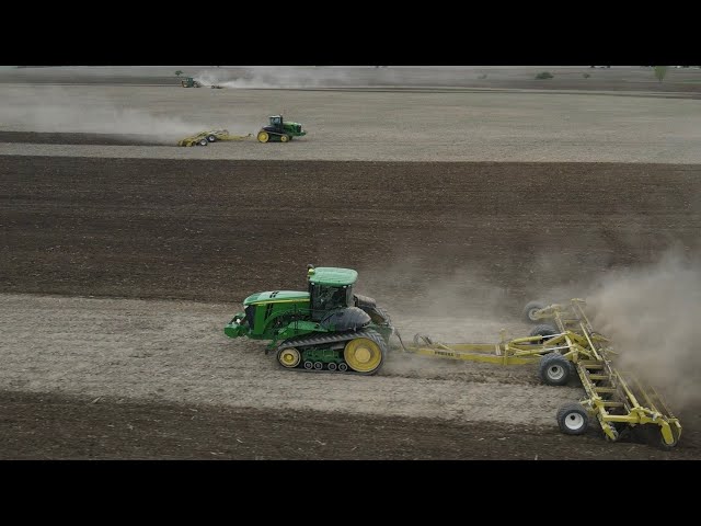 3 Big John Deeres pulling Degelman Pro-Tills in Michigan!