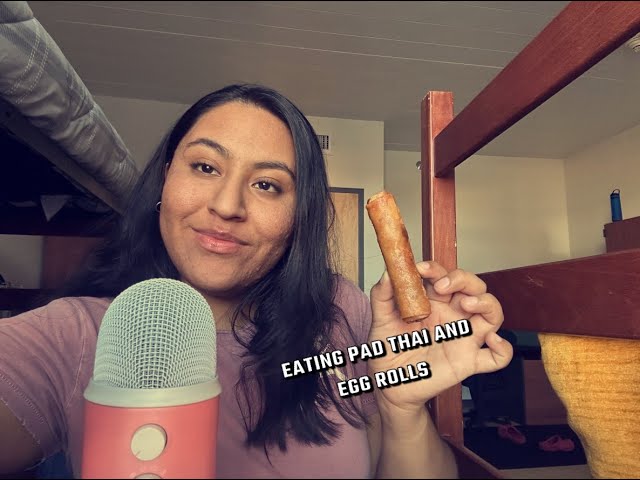 Eating pad thai and egg rolls | Ary's Whispering ASMR |