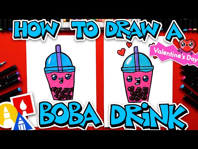 How To Draw A Boba Drink For Valentine's Day