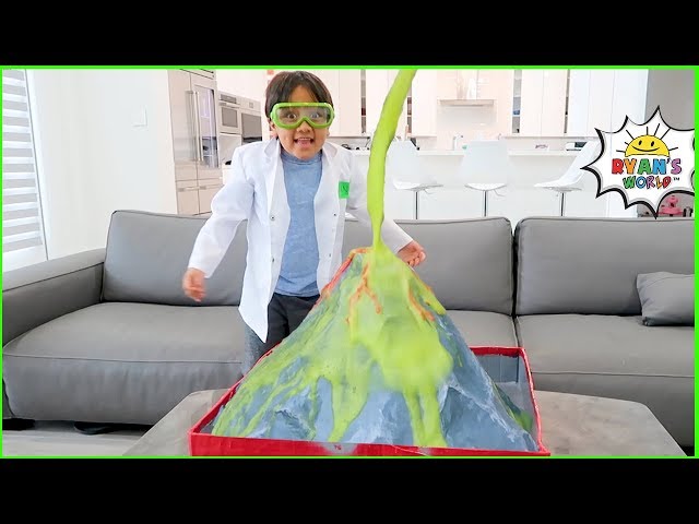 Ryan learns Easy DIY Science Experiment for Kids with how to make a homemade Volcano