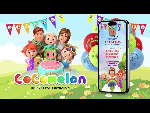 Cocomelon Theme Birthday Party Invitation Video