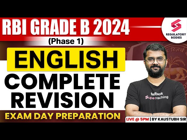 RBI Grade B 2024 Phase 1 | English for RBI Grade B | RBI English Complete Revision | Kaustubh Sir