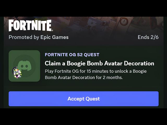 FREE DISCORD Boogie Bomb Avatar Decoration - FORTNITE OG S2 QUEST | Promoted by Epic Games