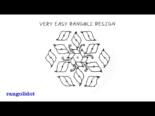 Very Easy Rangoli Design🌺Art Design🌺Rangoli Pattern🌺south Indian rangoli With Dot