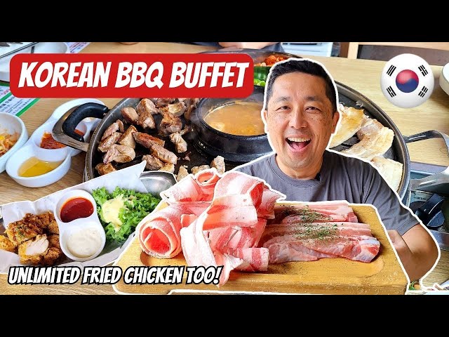 $12 All You Can Eat KOREAN BBQ in Gangnam, Seoul Korea 🇰🇷 Unlimited Korean Fried Chicken!