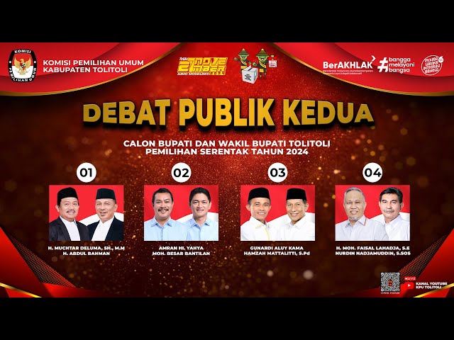 LIVE DEBAT KE 2 CALON BUPATI DAN WAKIL BUPATI TOLITOLI TAHUN 2024