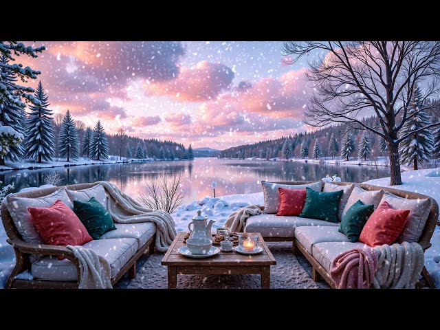 ❤Sweet Winter Air On The Lakeside Balcony ❄ Cozy Porch Space With Relaxing Piano Music