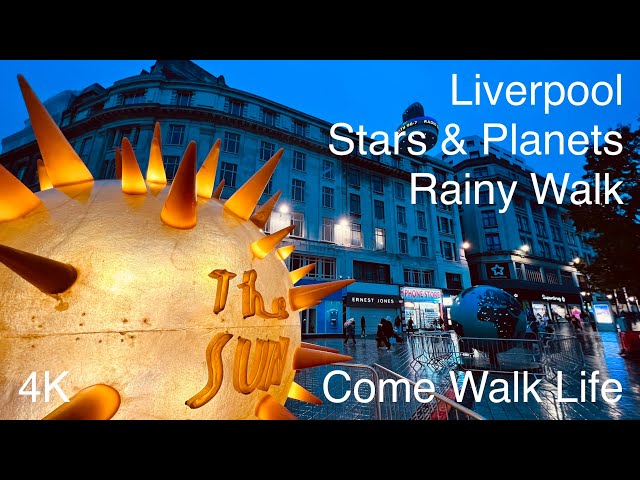 Liverpool City Walking Ambient Rain Sounds - The Sun & Beyond - Binaural Audio 🎧 4K