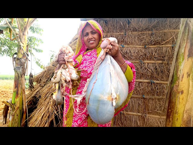 GOAT STOMACH RECIPE Mutton Intestine With Potato Cooking In Our Village Style Khashir Vuri Alu Ranna