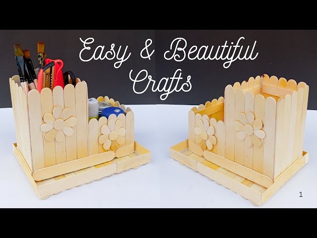 DIY Pen Holder with Ice cream Sticks | DIY Popsicle Sticks Craft | DIY Desk Organizer | Crafts |