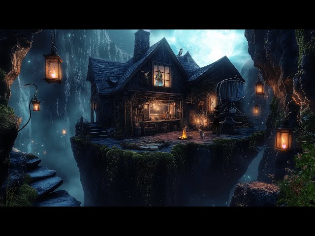 Magical Witch Cottage Ambience ✨ A Cozy Cottage on an Island in the Middle of a Fantasy World