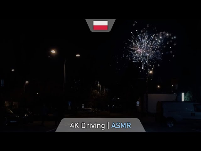 Happy New Year 2025. Short drive through the Jaworzno - a little bit of fireworks. 4K 60FPS ASMR.