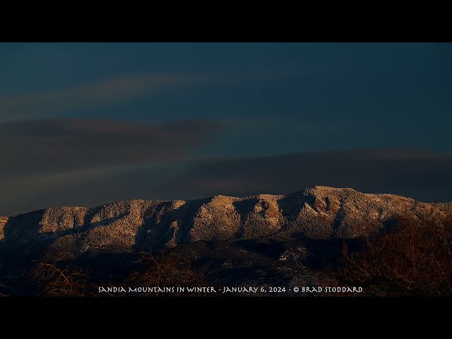 Sandia Mountain Sunset in Winter Snow #010624 Time-lapse