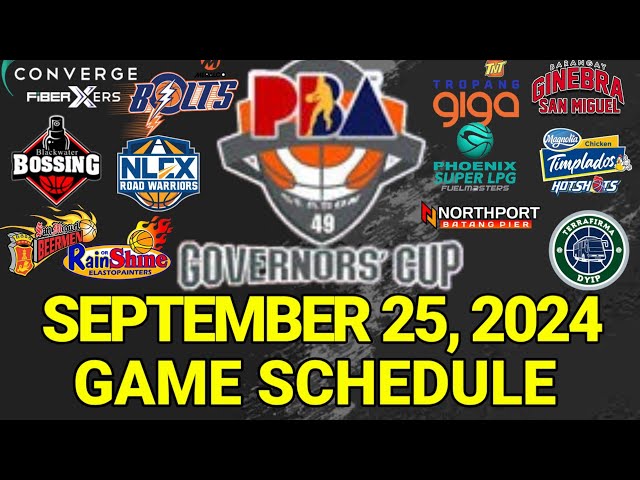 PBA Game Schedule Today | September 25, 2024 | PBA Governors' Cup Quarterfinals Schedule Update