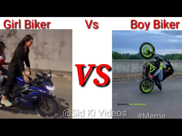 Girl biker vs Boy biker stunt | Girls vs boys bike stunt Part 8 #memes #shorts