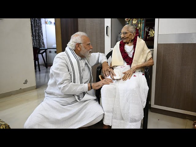 PM Modi seeks blessings of his mother as she enters her 100th year