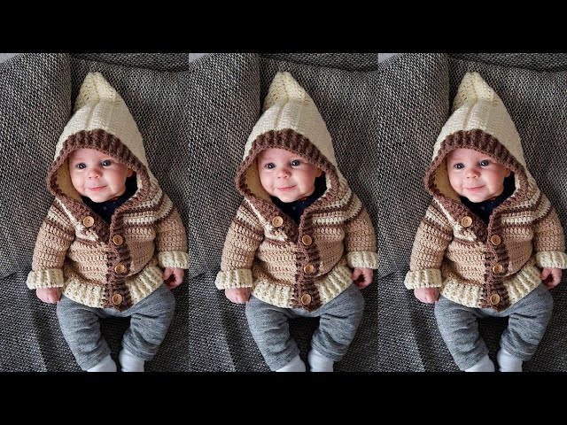 Marvellous and Attractive Free Crochet Kids Hoded Coats patterns/ Different Color Eassy patterns