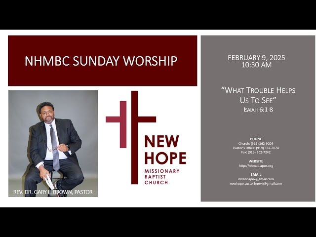 NHMBC Apex Live Stream: "What Trouble Helps Us To See", Isaiah 6:1-8