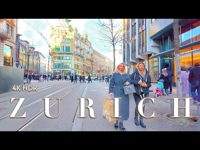 ZURICH SWITZERLAND 🇨🇭 Most famous places in city centre Currently Walk around Bahnhofstrasse 4K