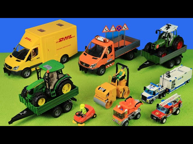 Kinderfilm Spielzeug, Bruder, Playmobil, Lego, Bagger, Traktor, Hausbau, Spielen macht Spaß