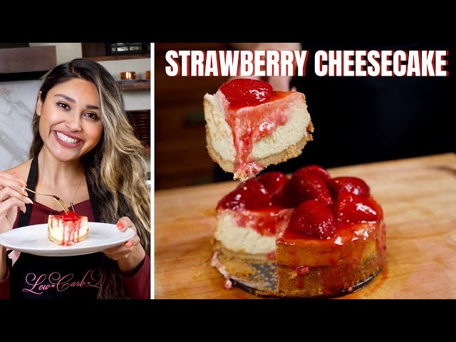 LIGHT & CREAMY STRAWBERRY CHEESECAKE RECIPE! How to Make The Most AMAZING & EASIEST Keto Cheesecake