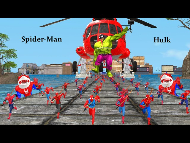 Siêu nhân nhện🔴Spider Man team rescues iron man on plane from bad Hulk vs Venom vs Joker spider