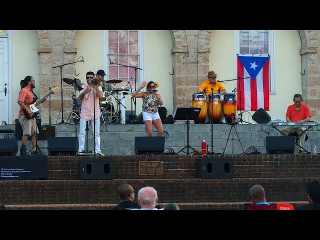 Spanglish Latin American Band playing at the "Sounds of Summer" concert in Fredericksburg, VA