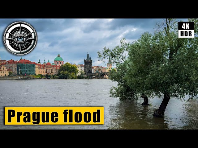 Prague flood report - Walking Tour of Malá Strana and Charles Bridge 🇨🇿 Czech Republic 4k HDR ASMR