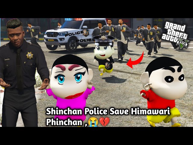 GTA 5: Phinchan Himawari Kidnapped Shinchan Police Saved😈👮🏻Franklin Entry On Fire💔 PS Gamester