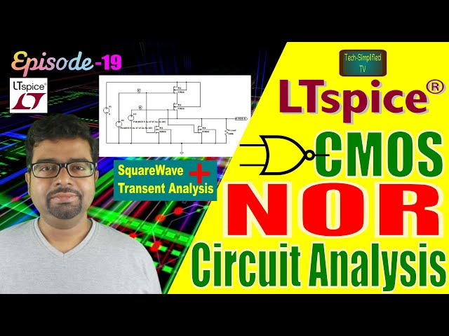 LTSpice (v24): CMOS NOR using Monolithic MOSFETs | Response by Transient Analysis