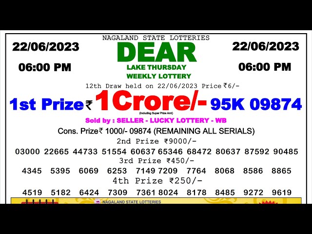 🔴 Lottery Sambad Live 06:00pm 22/06/2023 Day Nagaland State Dear Lottery Result Pdf Download