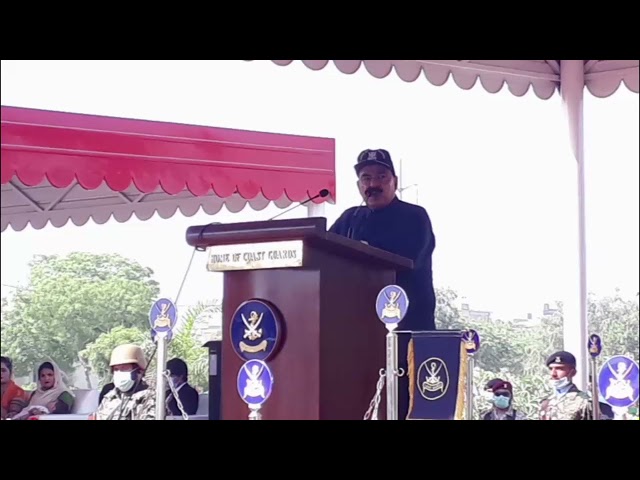 Federal Interior Minister Sheikh Rashid Ahmed addres the passing out ceremony Pakistan Coast Guard