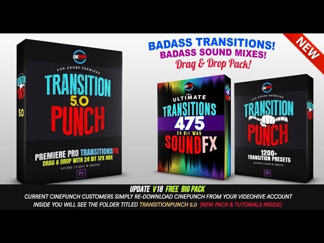 Transitions for Premiere Pro! TRANSITIONPUNCH 5.0 for Adobe Premiere Pro 2017 & Above!