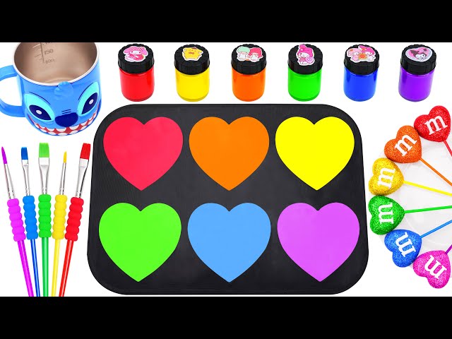 Satisfying Video | How to Make Rainbow Mixing M&M Candy in Color HEARTS SLIME Lollipop Cutting ASMR