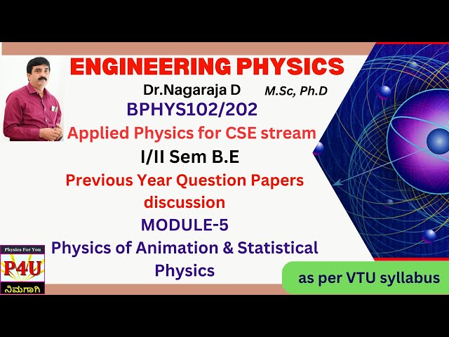 VTU Previous year question paper discussion on Physics of animation & statistical Physics-CSE stream