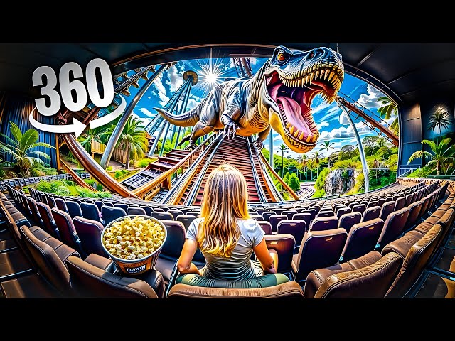 The Most Epic Cinema! Dinosaur Roller Coaster! VR 360º Video