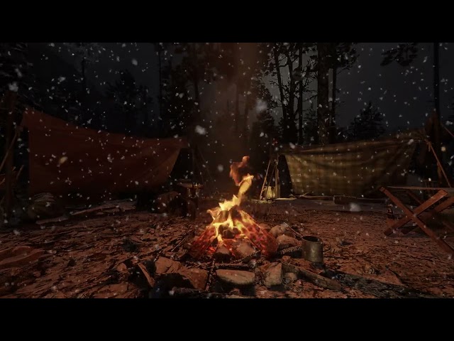 Cozy Campfire Christmas Night Camping in Forest | Warm Campfire & Winter Ambience🎄❄️