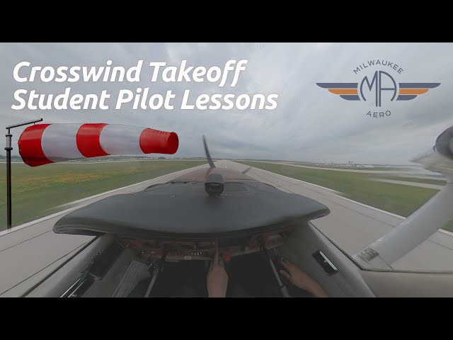 Crosswind Takeoff Cessna 172 | Student Pilot 360° Video