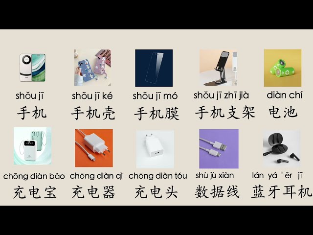 【EN SUB】 Mobile Phone Accessories in Chinese, Learn Chinese, Chinese Flash Cards, Mr Sun Mandarin