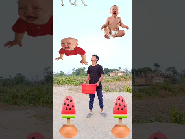 Flying crying babiess Catching vs hen, dog vs cute boudi- Funny vfx magic shorts video 😃😆 #trending💓