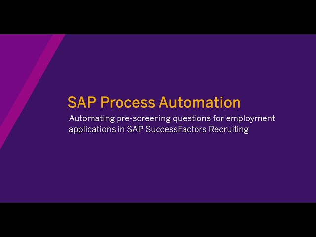 Automating pre-screening questions for employee applications in SAP SuccessFactors Recruiting