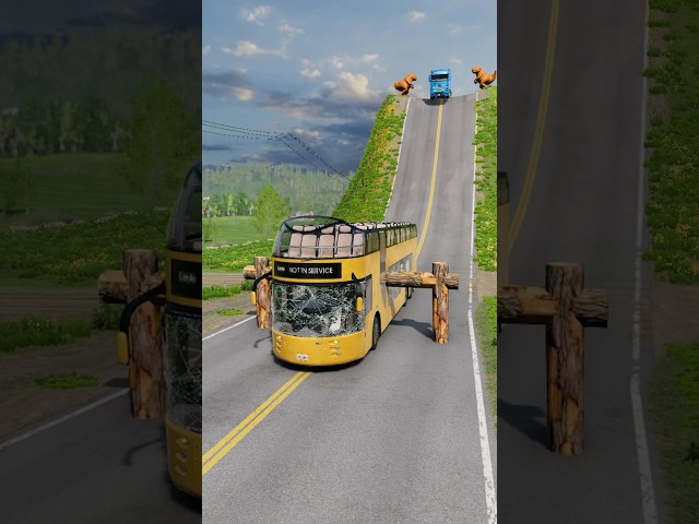 Buses & Trucks vs Logs Trap - BeamNG.Drive #shorts #beamngdrive #bus