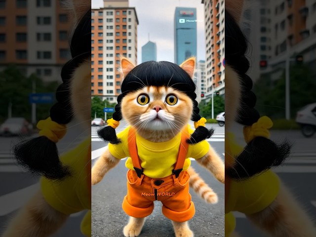 Cute Cat Became a Squid Game Doll 😱🙀 #cat #cartoon #funny