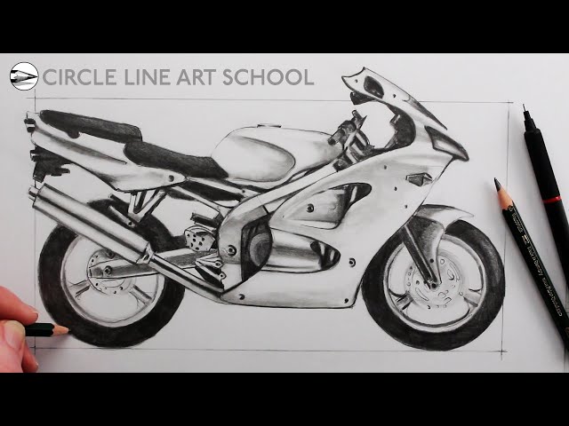 How to Draw Motorcycle Kawasaki ZZR600 Step by Step: Narrated