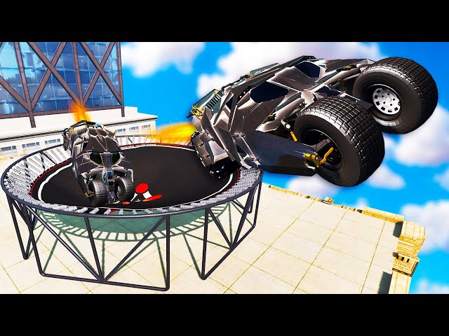 We Jumped the Batmobile off Skyscrapers and Trampolines in BeamNG Multiplayer!