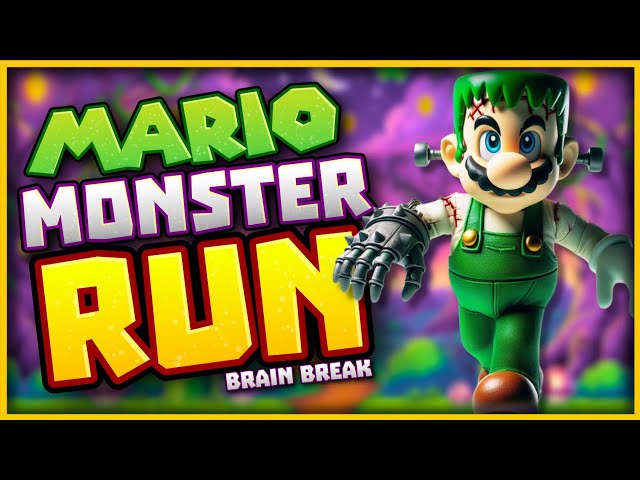 Mario Monster Run! | Halloween Brain Break | Mario Freeze Dance | Just Dance | Danny Go Noodle