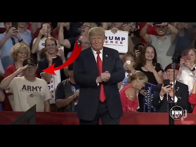 Ohio Rally Goer Stands In Salute Behind Trump – Then The President Turns Around